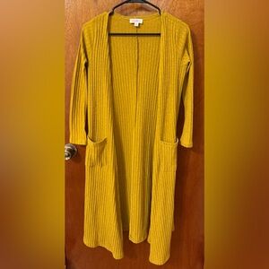 Mustard Yellow Ribbed Cardigan